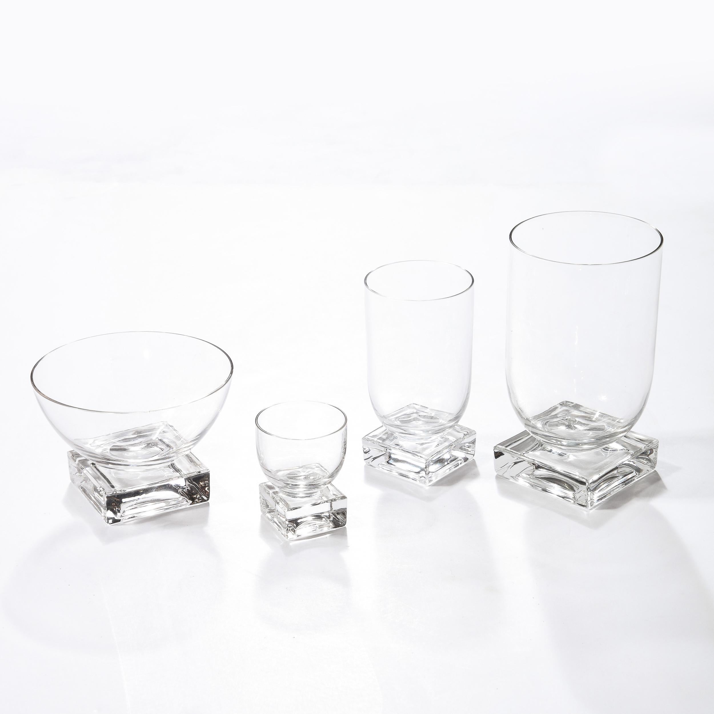 Set of Mixed Art Deco Bar Glasses with Rectilinear Plinth Bases For Sale 1