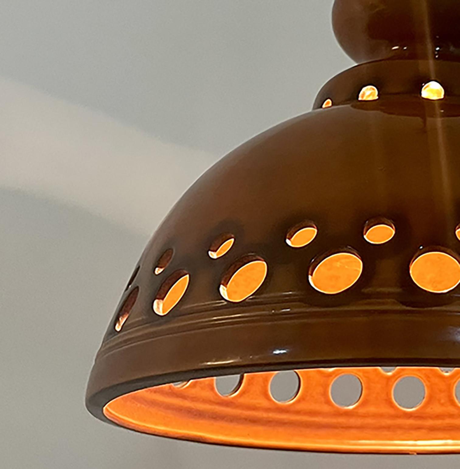 Set of Mixed Brown Glazed Ceramic Pendant Lights, Germany, 1970s For Sale 8