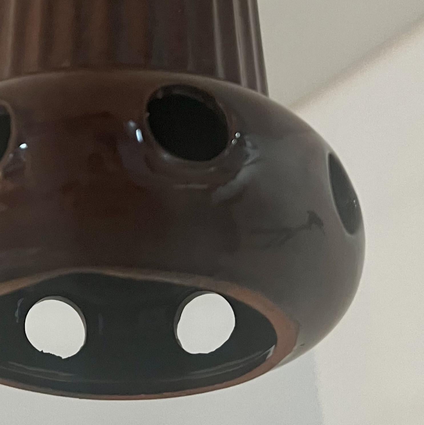 Smaltato Set di luci a sospensione in ceramica smaltata marrone, Germania, anni '70 in vendita
