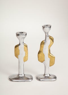 David Marshall - Ensemble de bougeoirs vintage en métal mélangé, marqués, États-Unis, années 1960