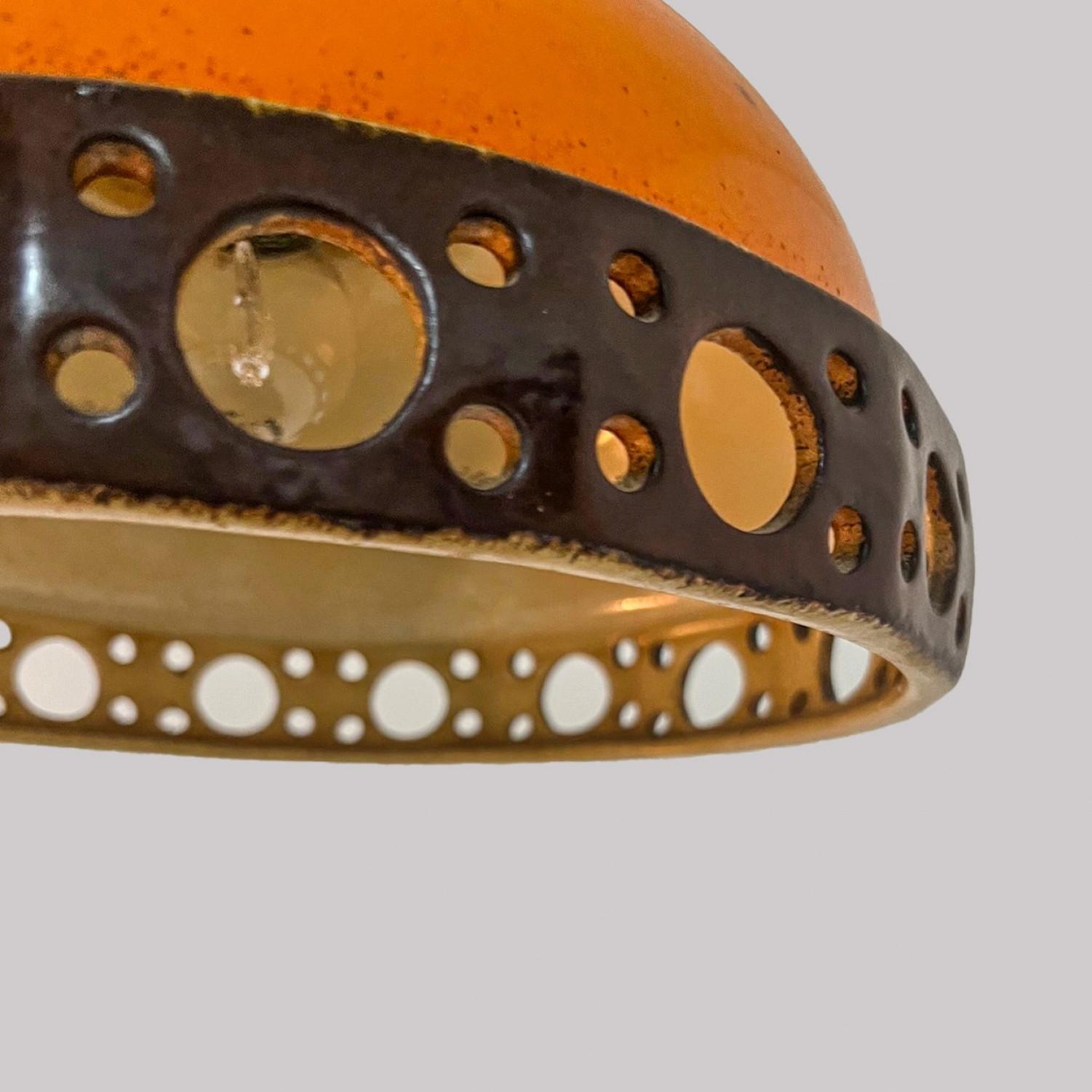 Fine XX secolo Set di luci a sospensione in ceramica smaltata arancione, Germania, anni '70 in vendita