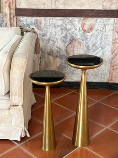 Set of model "1776"  brass and opaline side tables, Fontana Arte, Italy, 1965.