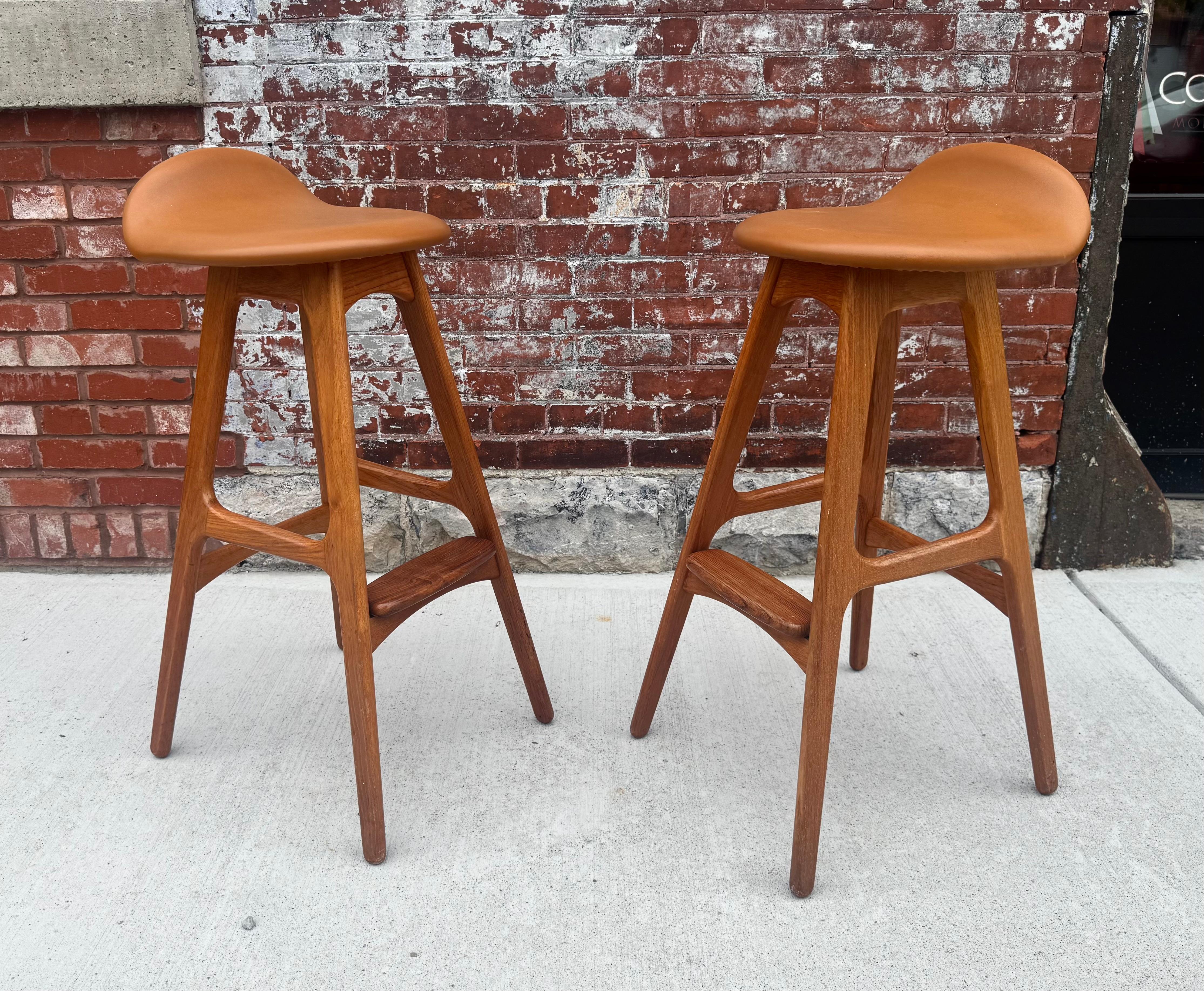 Danish Set of Model OD-61 Bar Stools by Erik Buch for O.D. Mobler, Denmark, c. 1960's For Sale