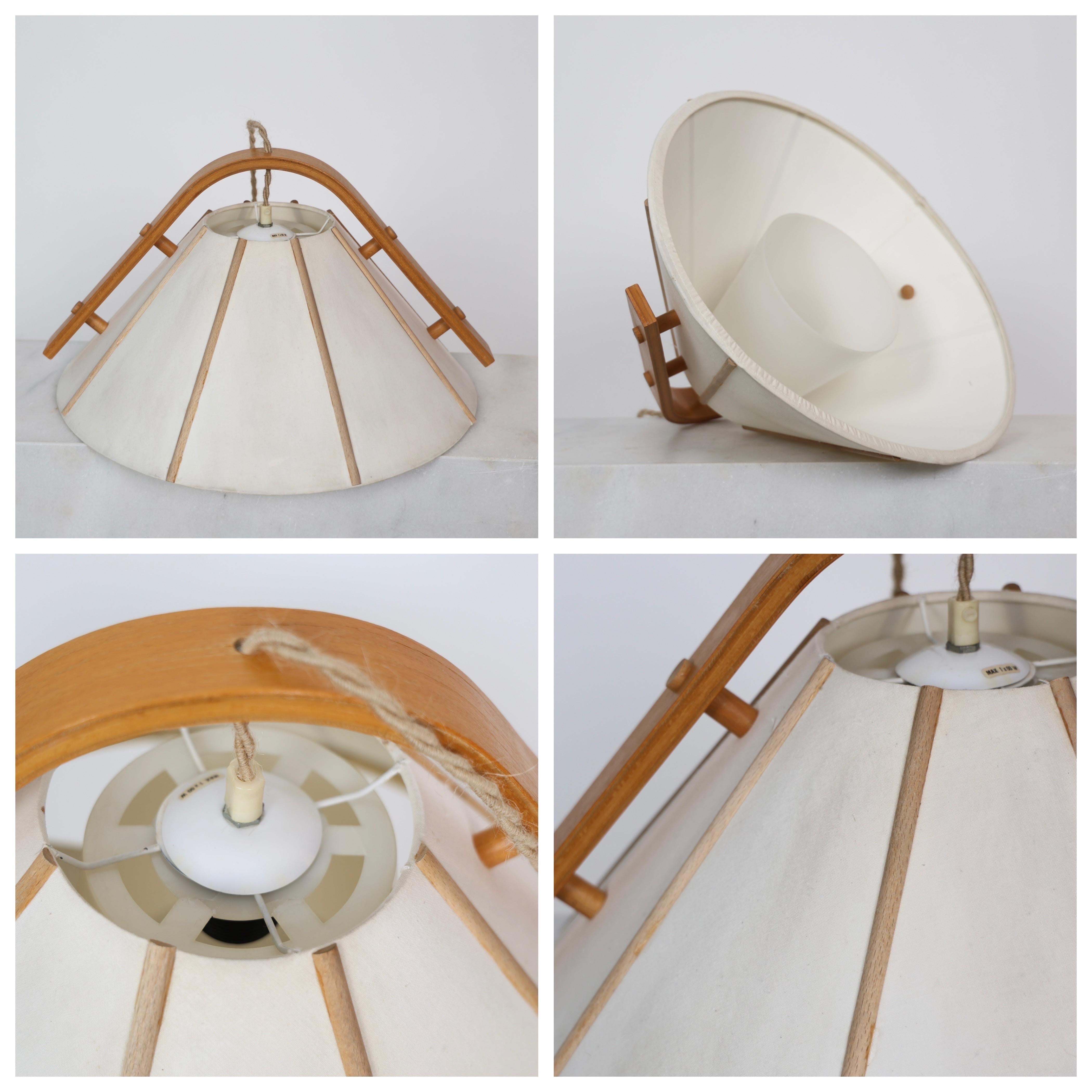 Set of Modern Beech Wood Pendant Lights by Jan Wickelgren, 1970s, Sweden in vendita 3