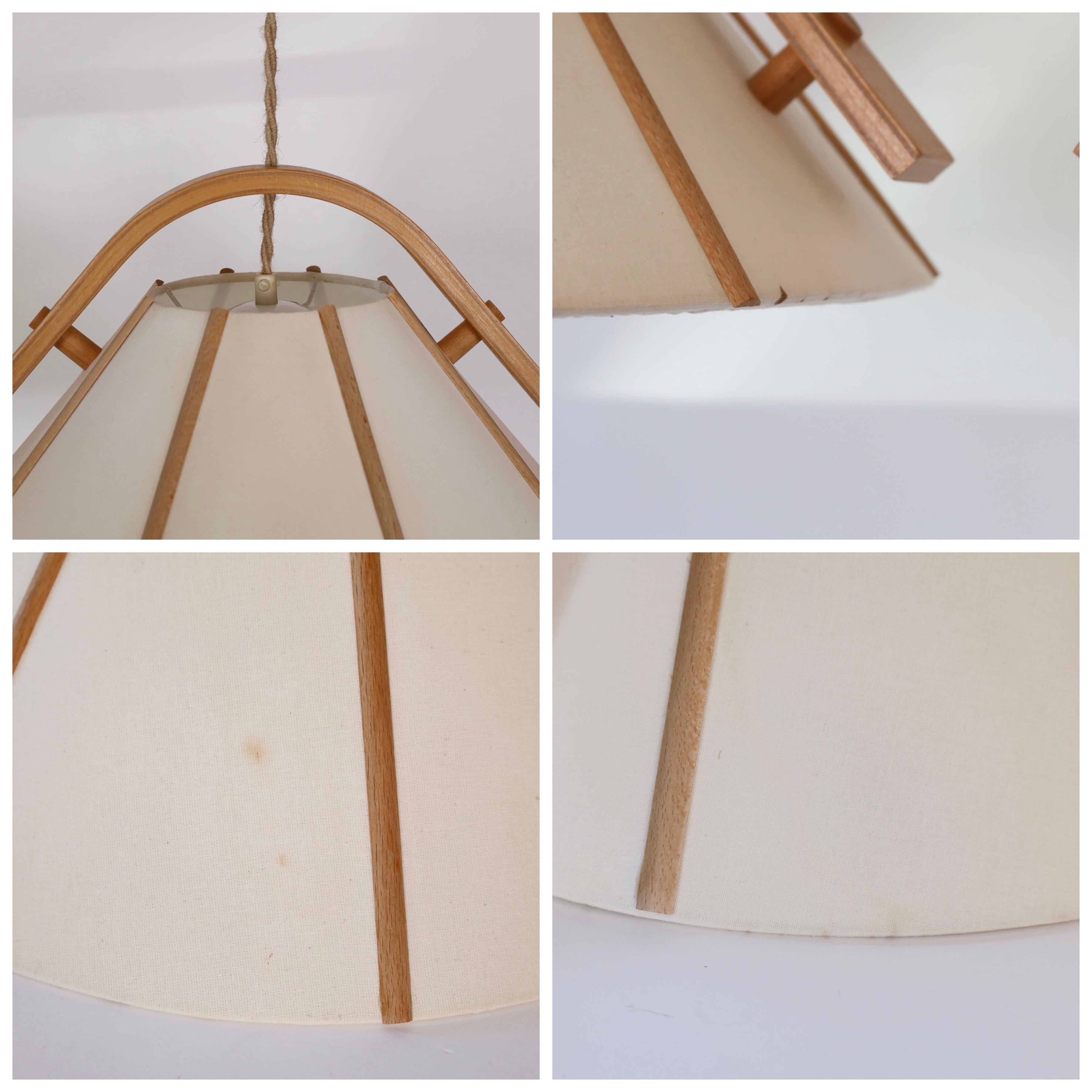 Set of Modern beech wood pendant lights by Jan Wickelgren, 1970s, Sweden 6