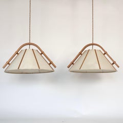 Ensemble de lampes suspendues modernes en bois de Beeche par Jan Wickelgren, années 1970, Suède