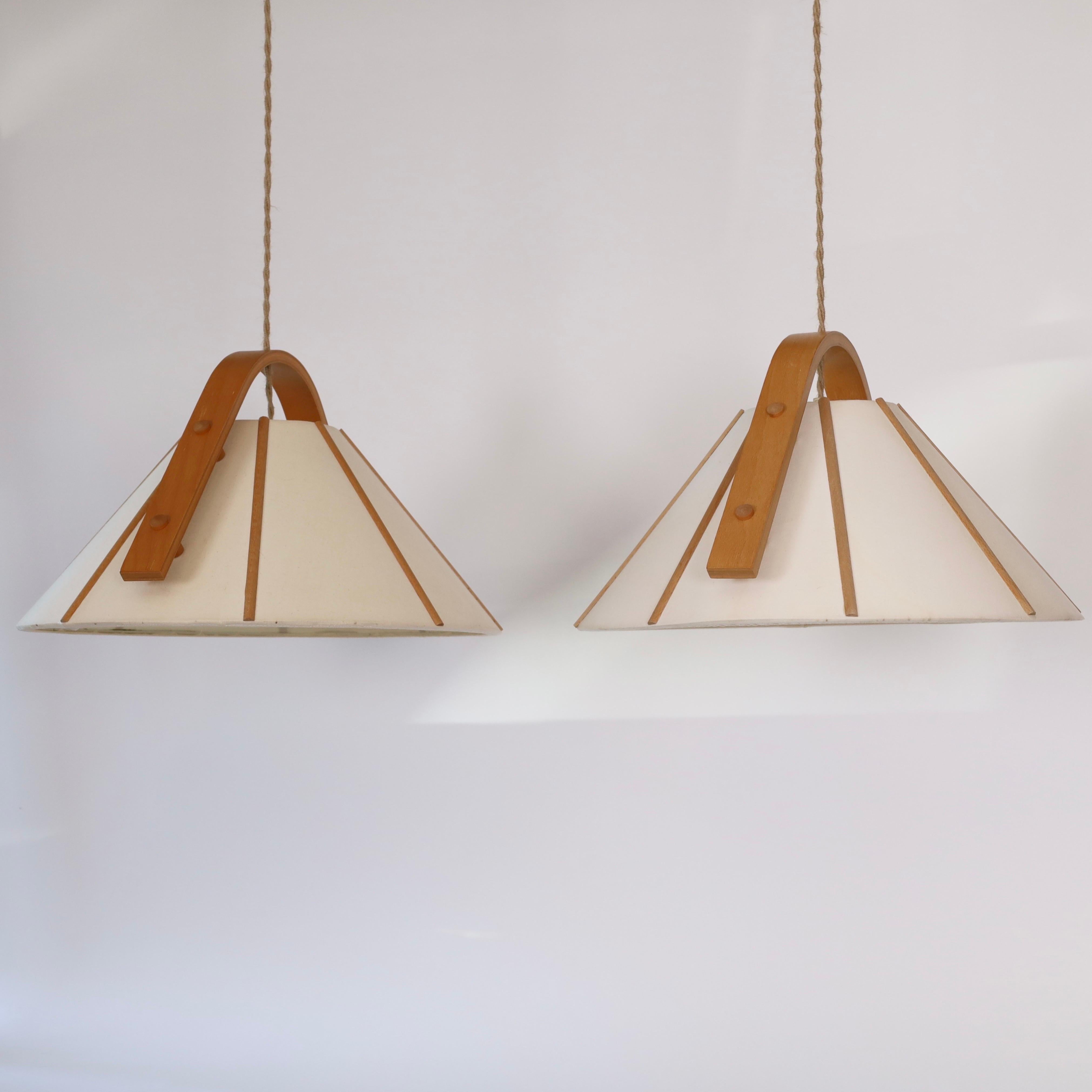 Set of Modern beech wood pendant lights by Jan Wickelgren, 1970s, Sweden 1