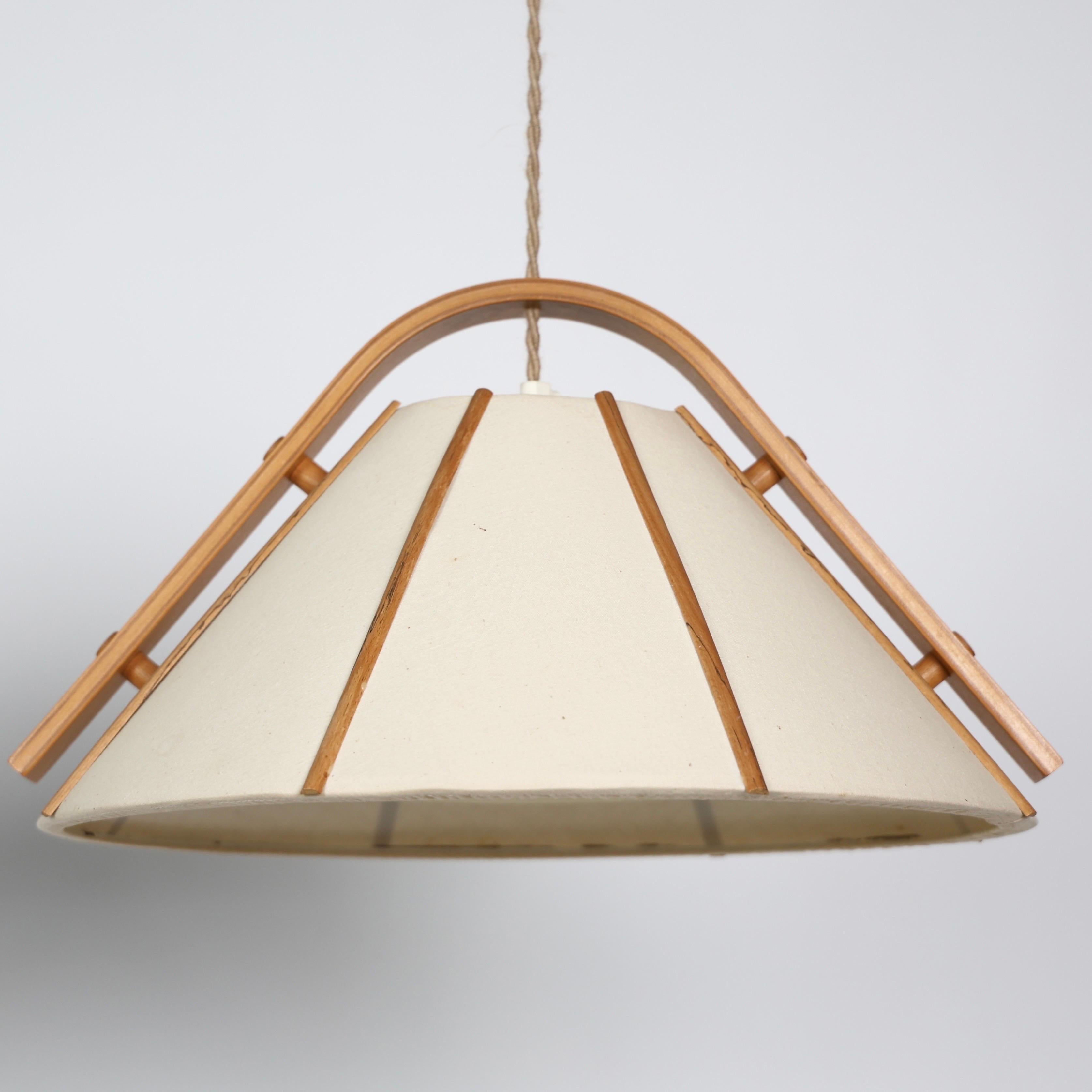 Set of Modern Beech Wood Pendant Lights by Jan Wickelgren, 1970s, Sweden in vendita 1