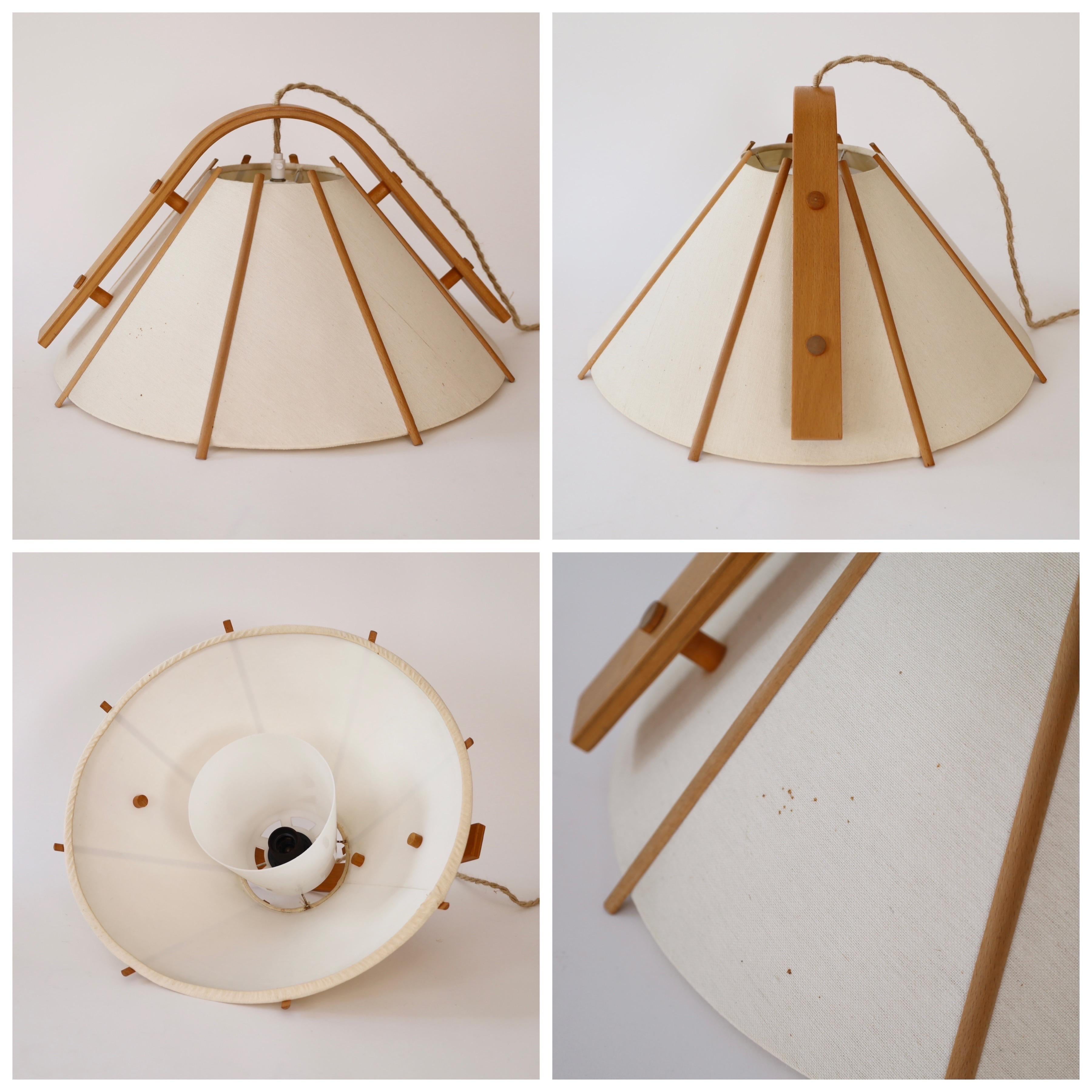 Set of Modern beech wood pendant lights by Jan Wickelgren, 1970s, Sweden 3