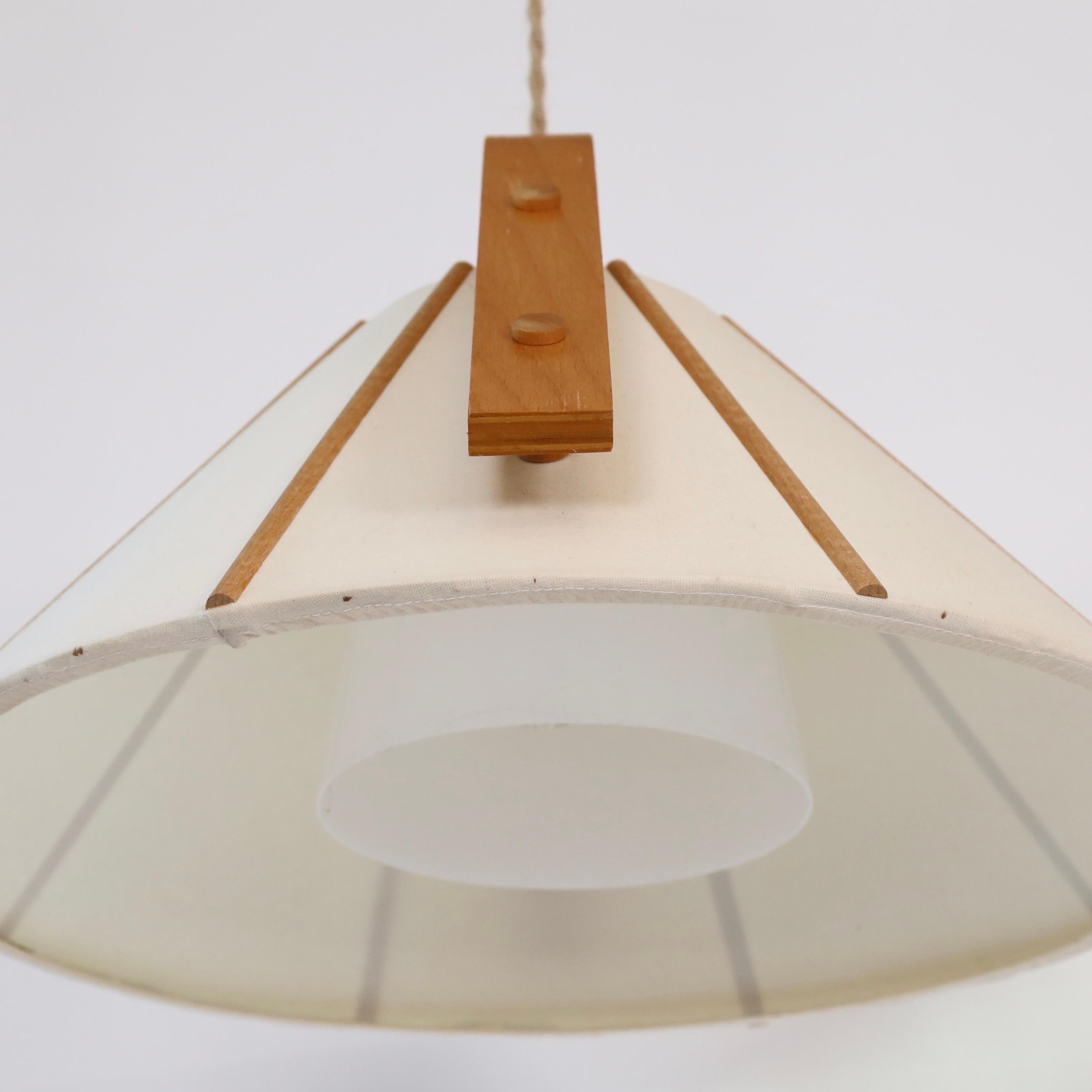 Set of Modern beech wood pendant lights by Jan Wickelgren, 1970s, Sweden 3
