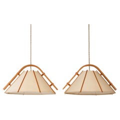 Moderne Pendelleuchten aus Buchenholz von Jan Wickelgren, 1970er Jahre, Schweden
