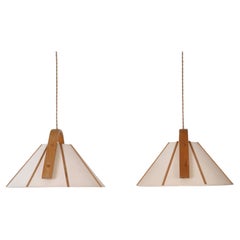 Set of Modern beech wood pendant lights by Jan Wickelgren, 1970s, Sweden
