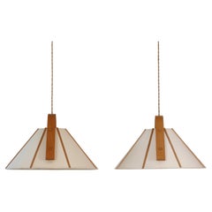 Set of Modern beech wood pendant lights by Jan Wickelgren, 1970s, Sweden