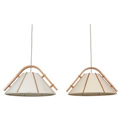 Set of Modern Beech Wood Pendant Lights by Jan Wickelgren, 1970s, Sweden