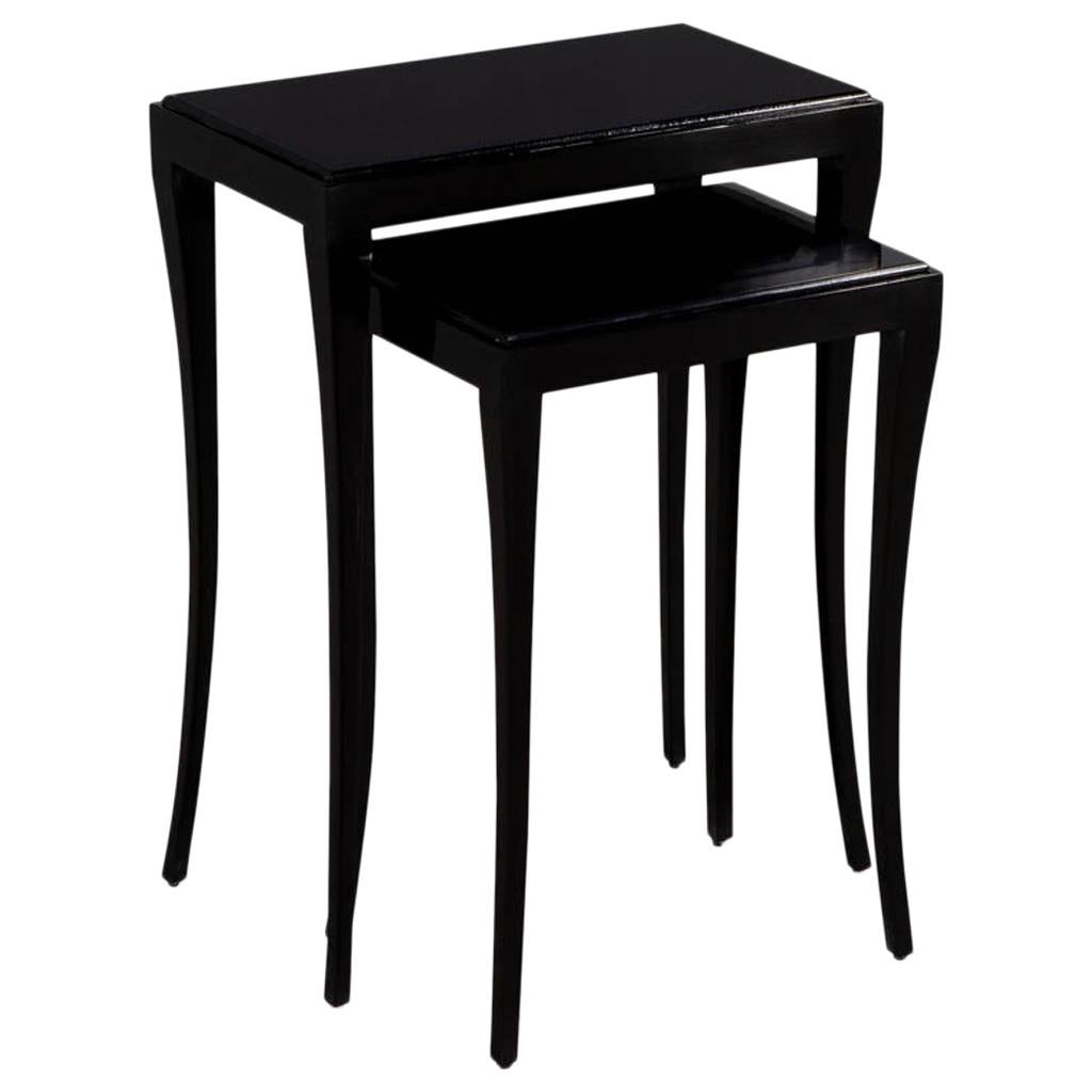 Set of Modern Black Nesting Tables For Sale