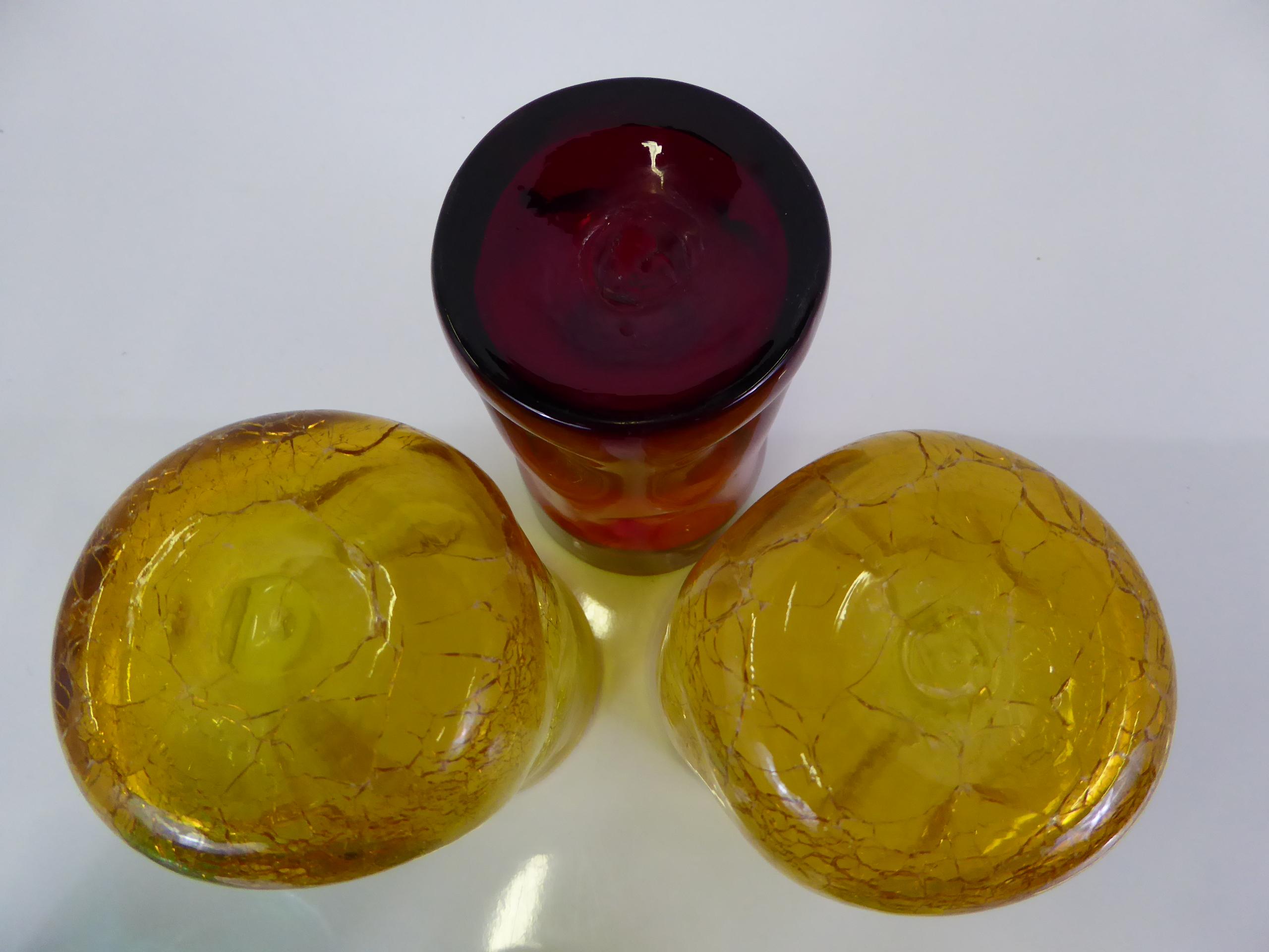 American Set of Modern Blenko Glass Colorful Pinch Tumblers, 1970s
