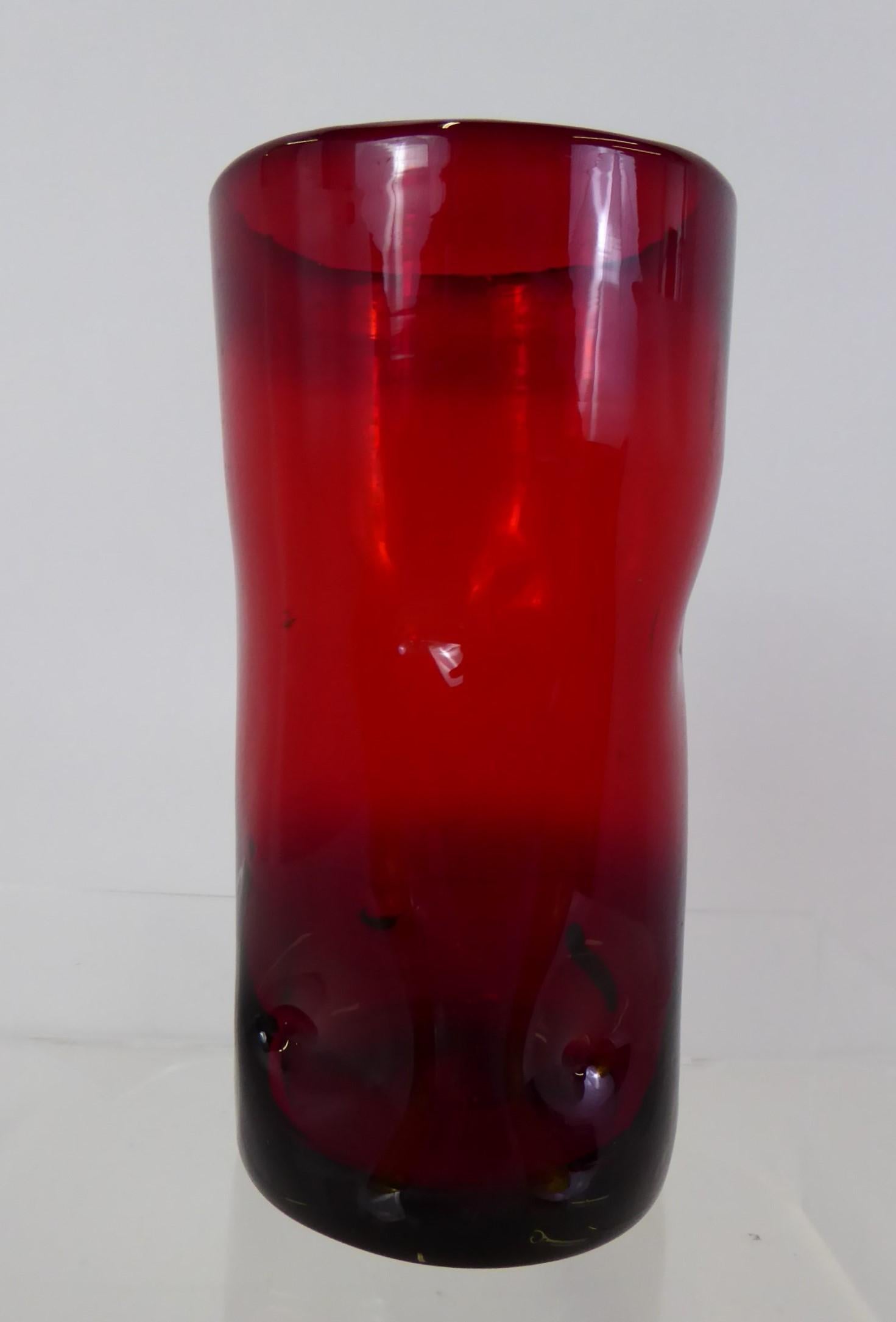 Late 20th Century Set of Modern Blenko Glass Colorful Pinch Tumblers, 1970s