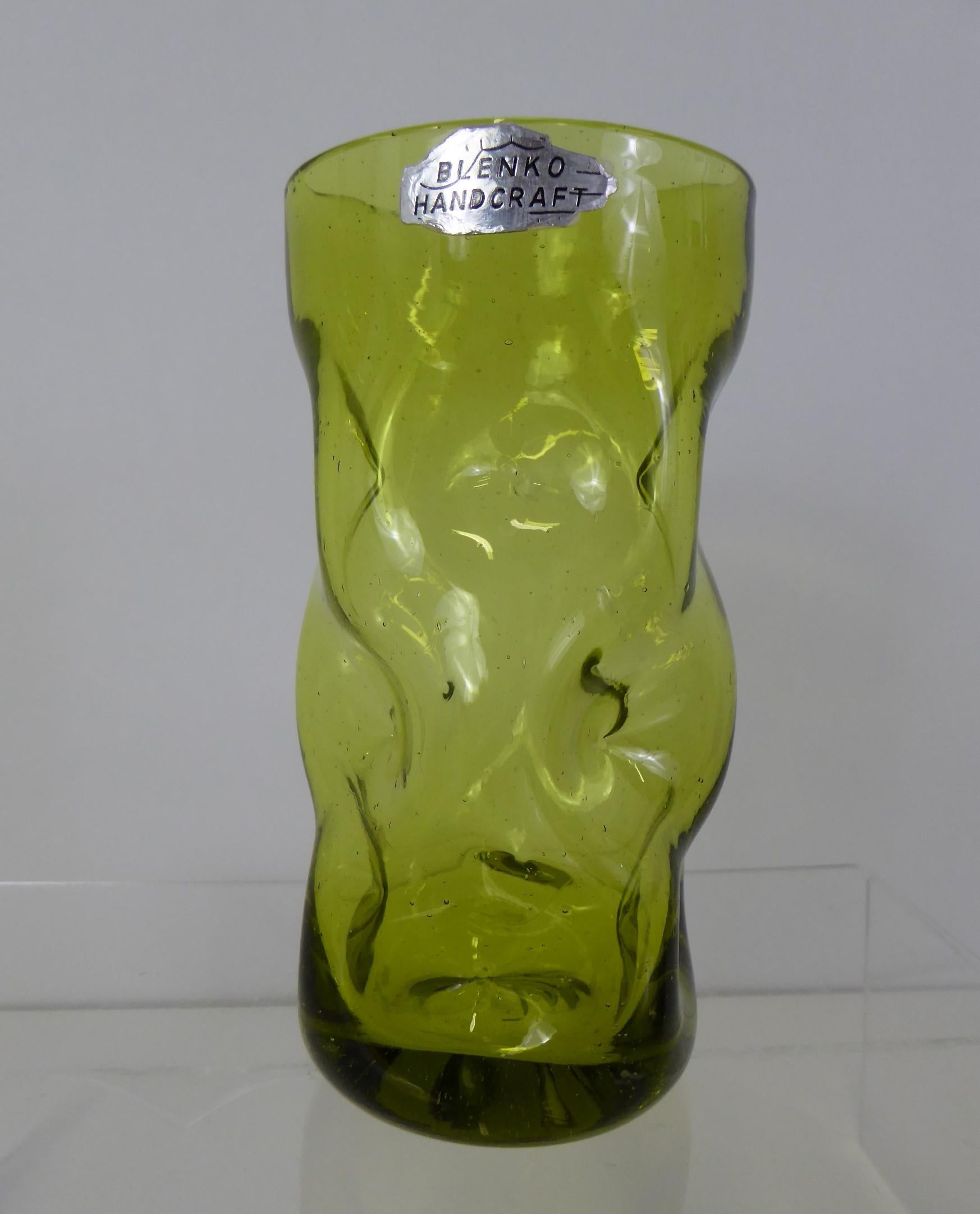 Set of Modern Blenko Glass Colorful Pinch Tumblers, 1970s 1