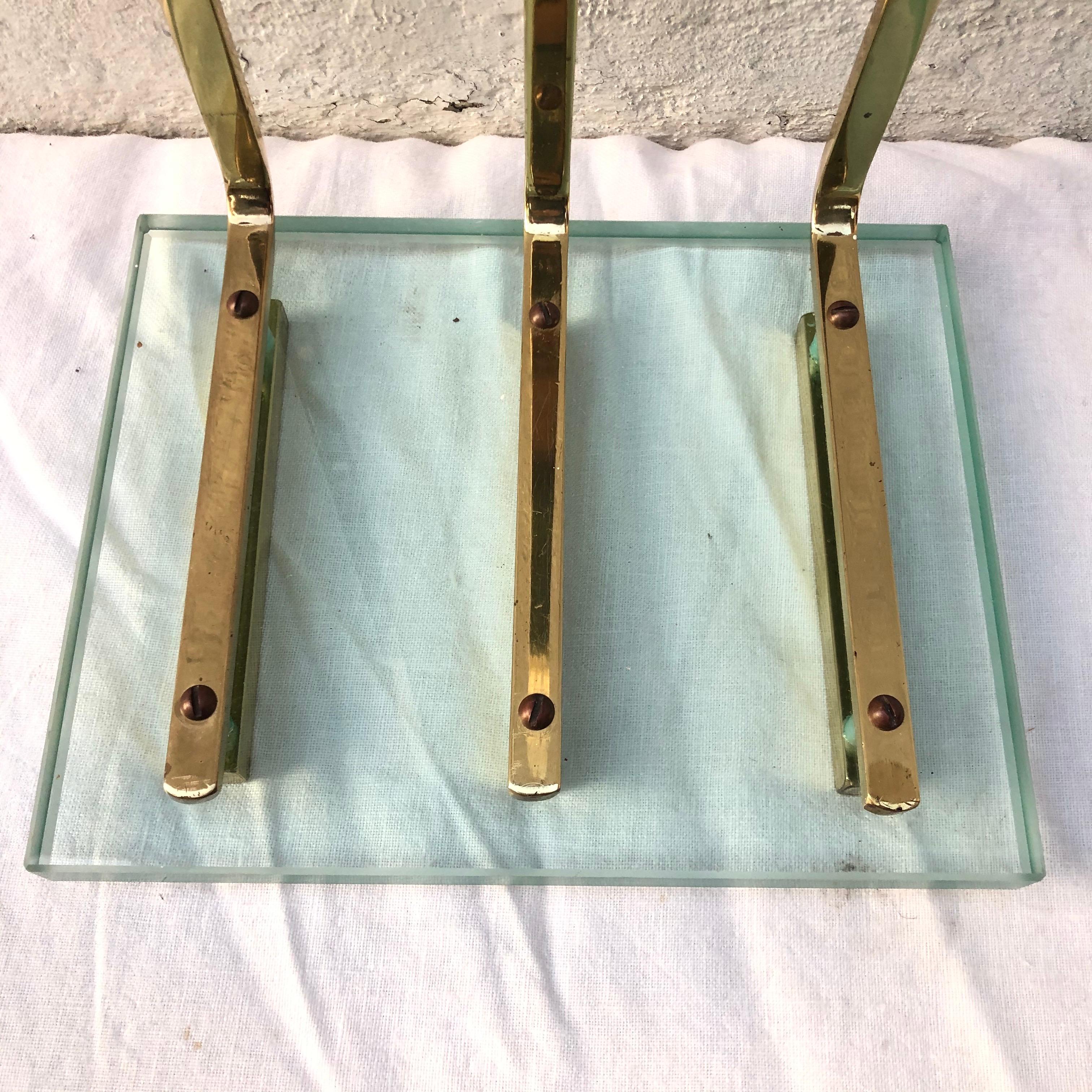 Set of Modern Brass and Glass Fireplace Tools 1