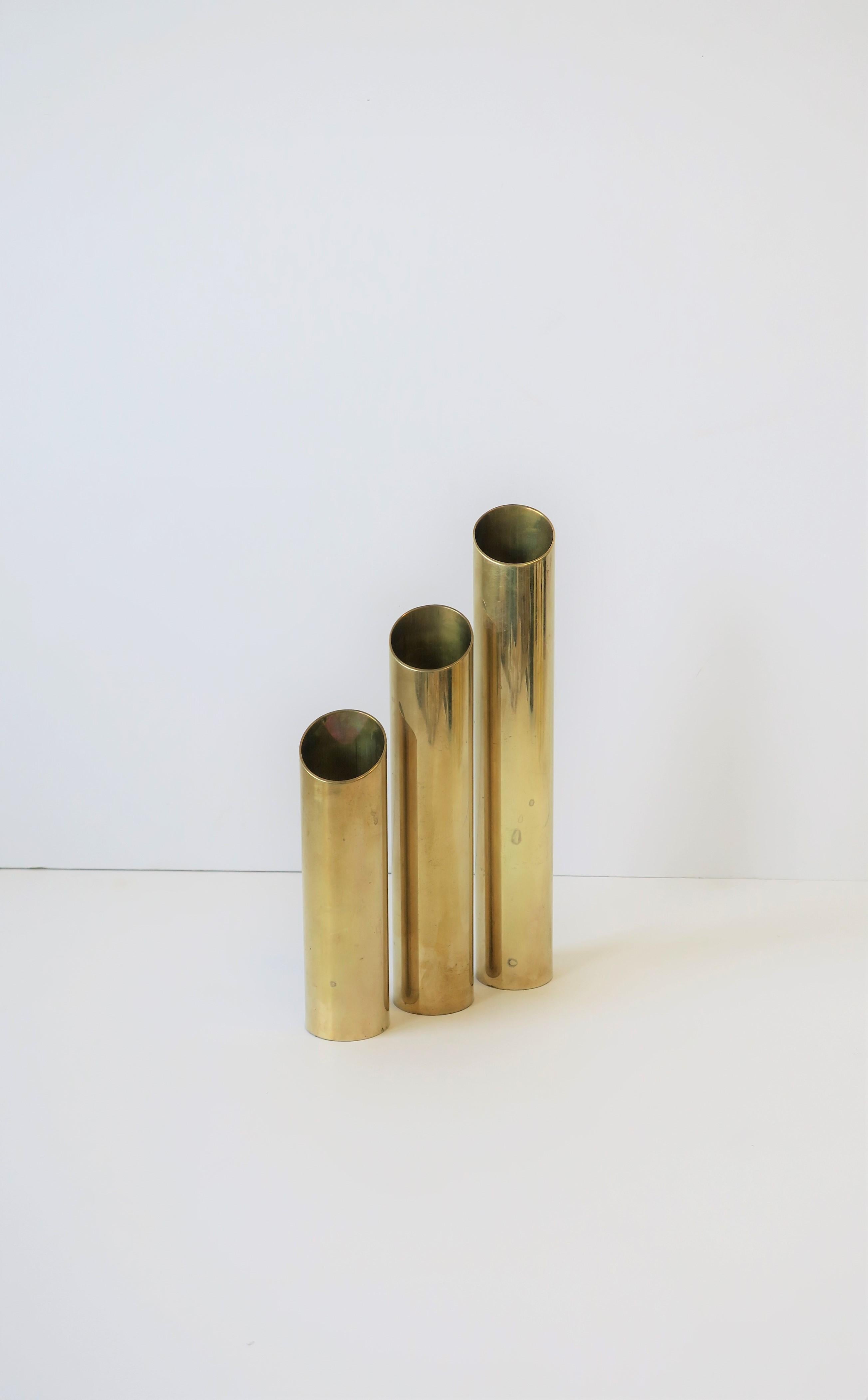 Late 20th Century Modern Brass Cylindrical Sculptures, ca. 1970s