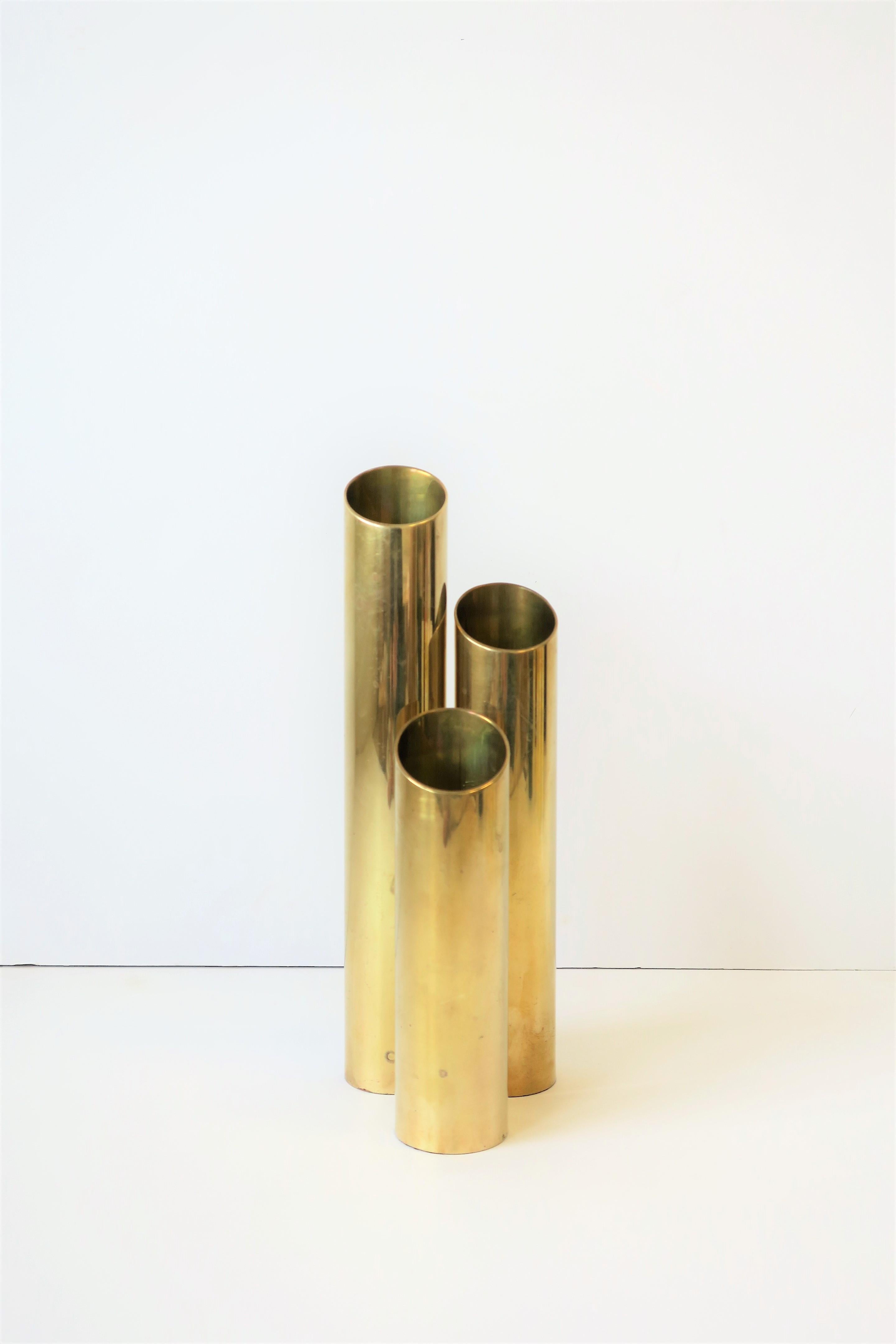 Modern Brass Cylindrical Sculptures, ca. 1970s 1