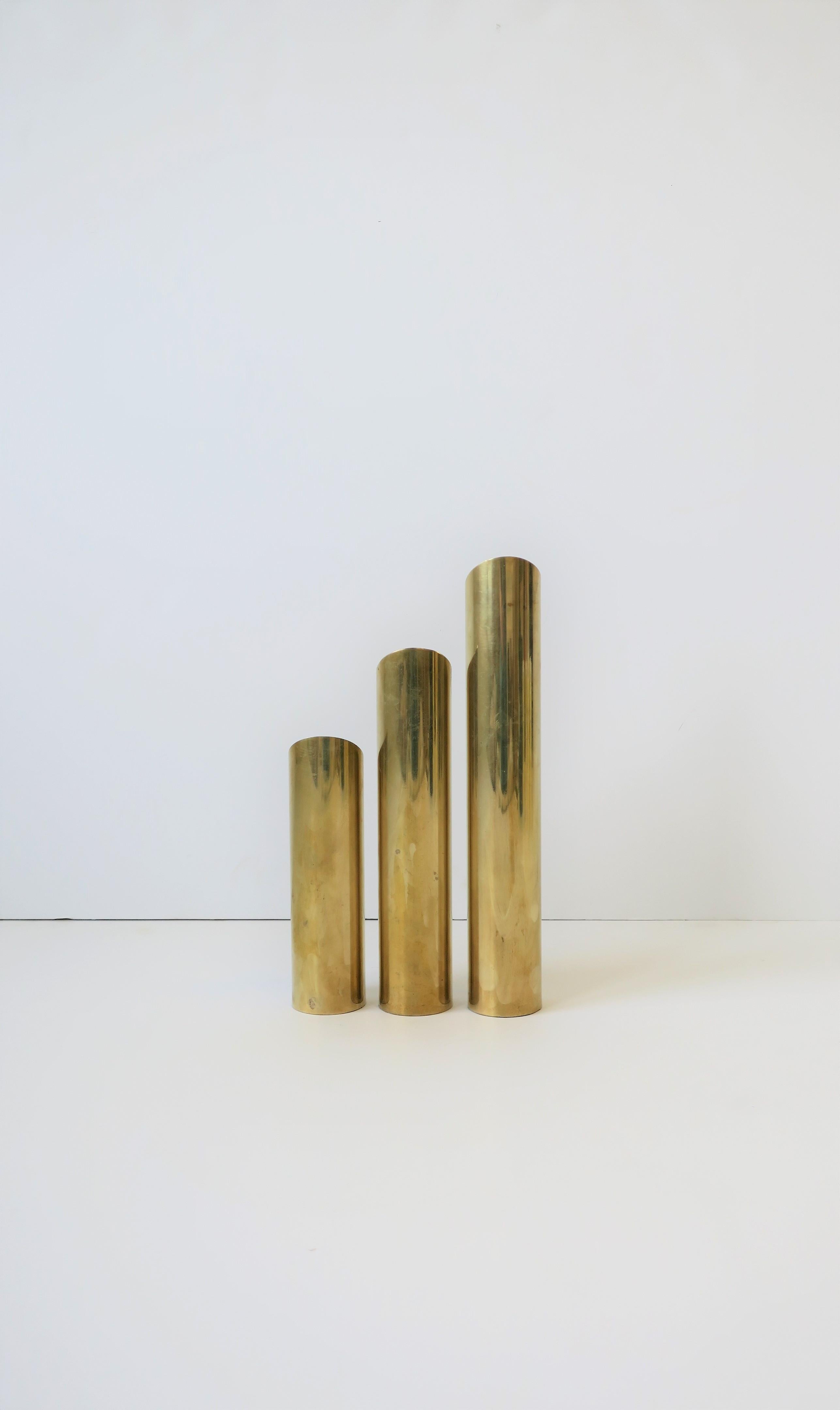 Modern Brass Cylindrical Sculptures, ca. 1970s 3