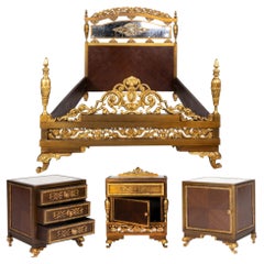 Ensemble de chambre à coucher moderne en bronze doré Louis XV, 20ème siècle