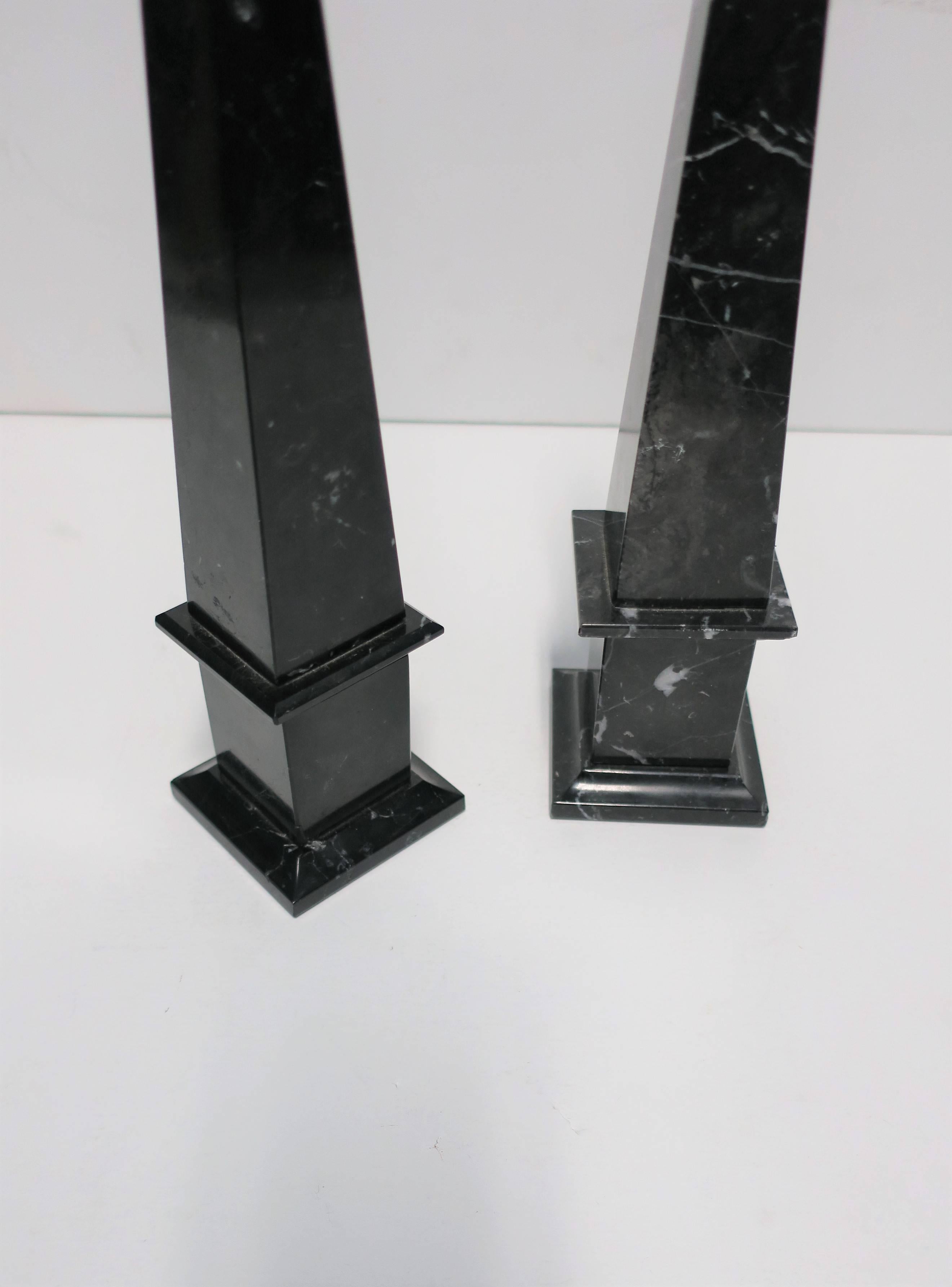 Pair of Italian Modern Black and White Marble Obelisks 6