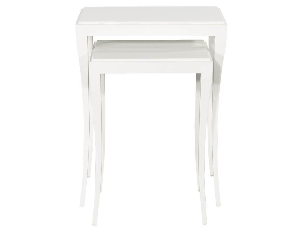 American Set of Modern White Nesting Tables For Sale