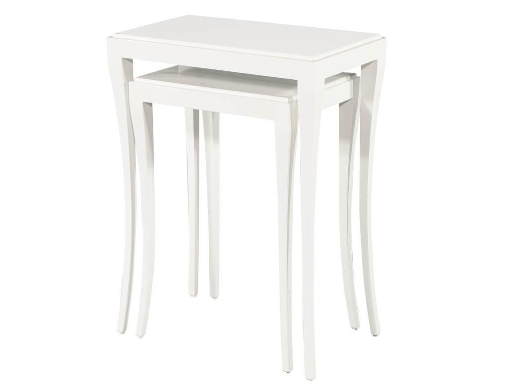 Contemporary Set of Modern White Nesting Tables For Sale