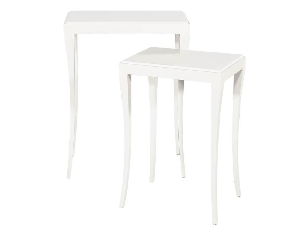 Wood Set of Modern White Nesting Tables For Sale