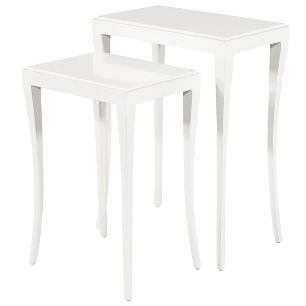 Set of Modern White Nesting Tables For Sale