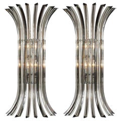 Set of Moderne Clear Glass Sconces, Sold Per Pair