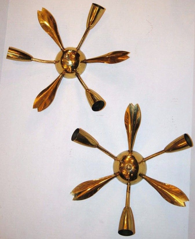 Mid-Century Modern Set of Moderne Flush Mounted Light Fixtures, Sold Individually For Sale