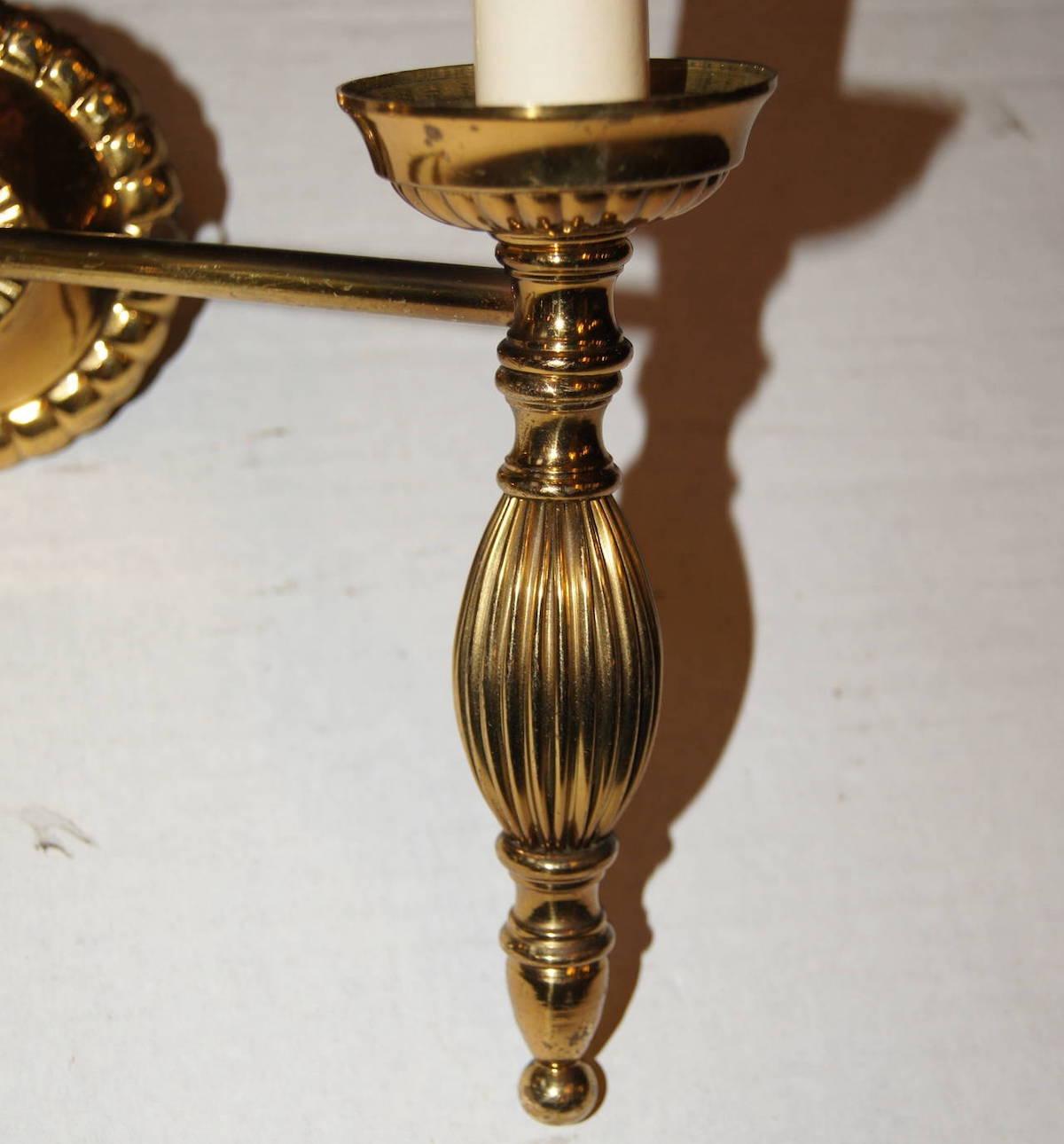 Mid-20th Century Set of Moderne Gilt Neoclassic Style Sconces, Sold per Pair For Sale
