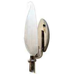 Set of Moderne Glass Leaf Sconces