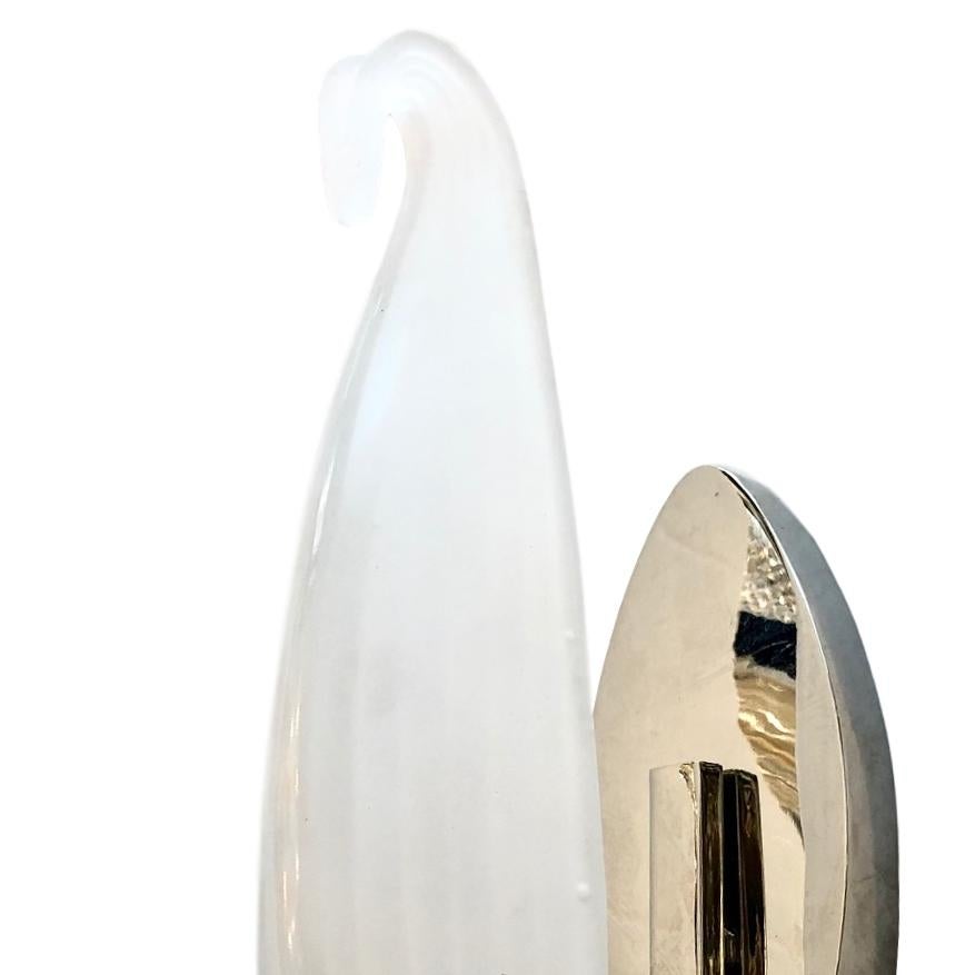 Mid-20th Century Set of Moderne Glass Leaf Sconces For Sale