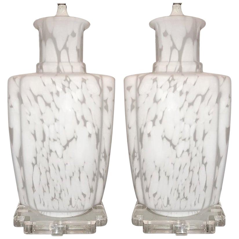 Set of Moderne Italian Glass Lamps, Sold in Pairs For Sale