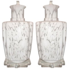 Vintage Set of Moderne Italian Glass Lamps, Sold in Pairs