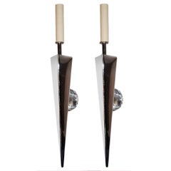Set of Moderne Nickel-Plated Sconces, Sold in Pairs