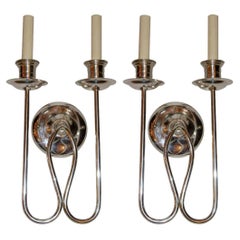 Set of Moderne Silver Plated Sconces, Sold Per Pair