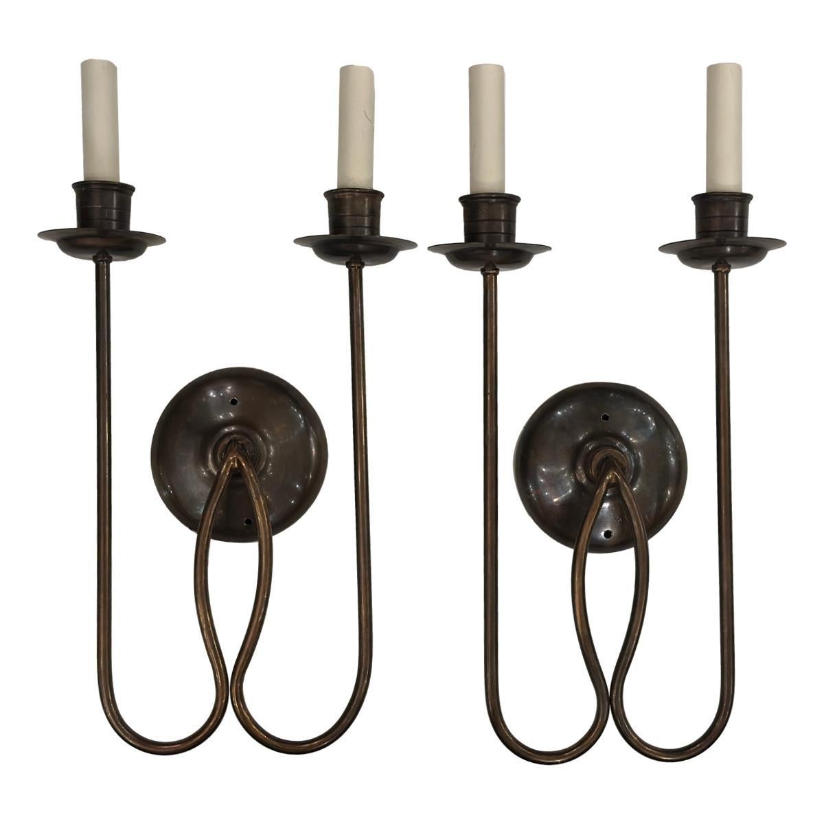 Metal Set of Moderne Style Sconces, Sold per pair For Sale