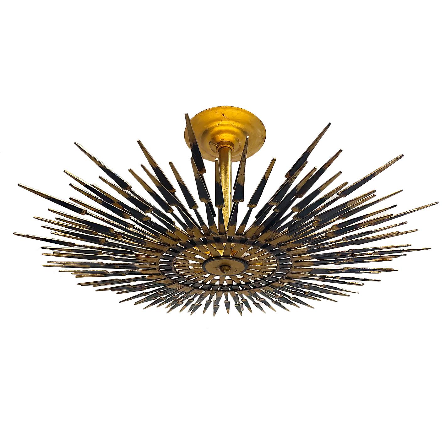 Mid-20th Century Set of Moderne Sunburst Light Fixtures, Sold Individually For Sale
