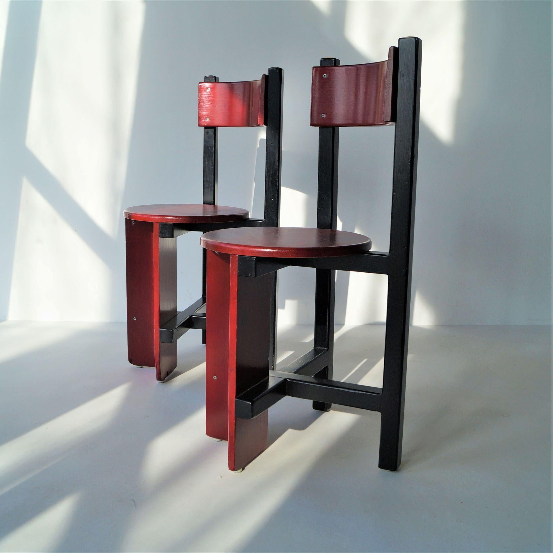 Set modernistischer Stühle „Bastille“ von  Niederländischer Architekt Piet Blom, 1960er Jahre (Holz) im Angebot