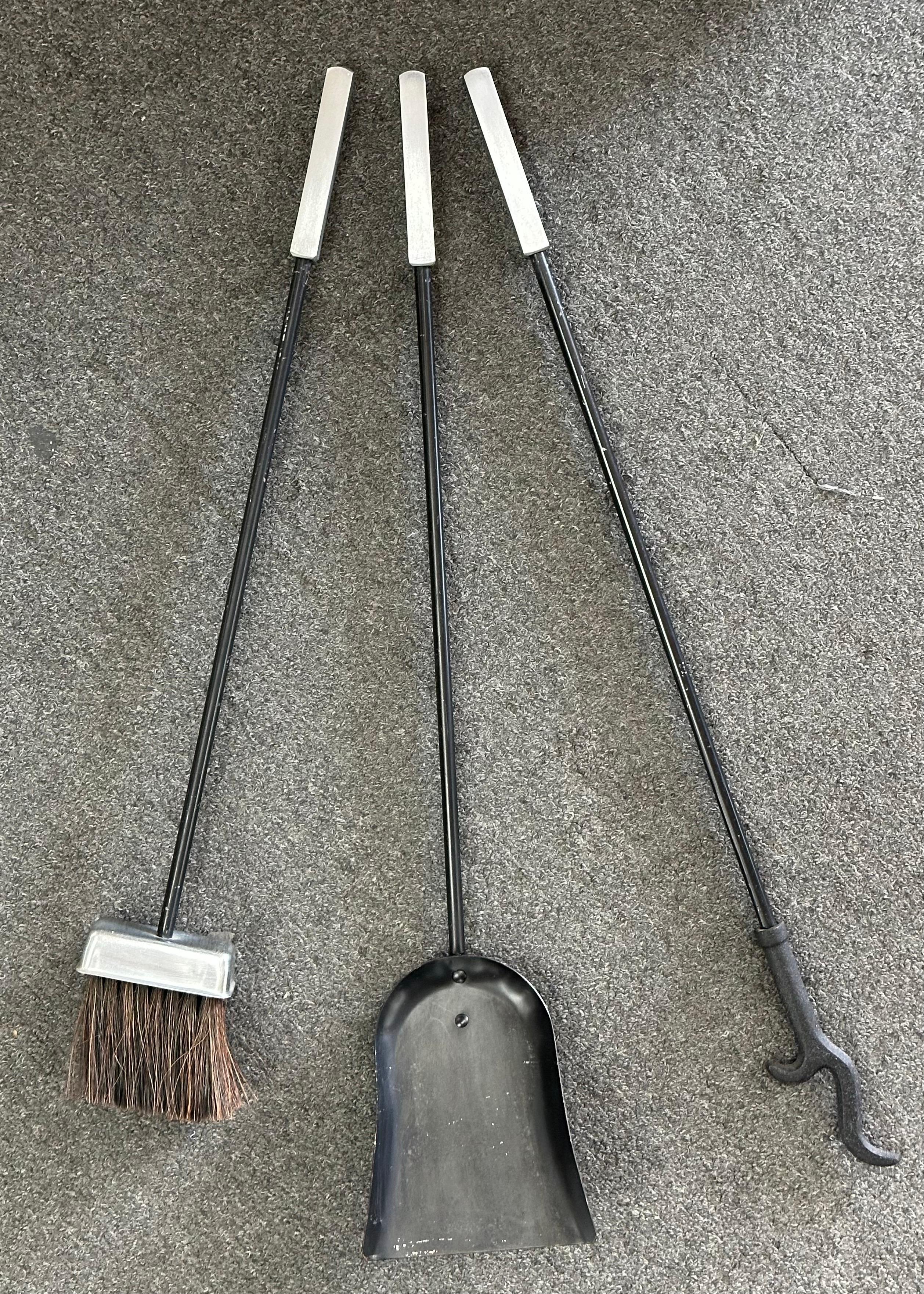 Set of Modernist Fireplace Tools with Steel Handles For Sale 5
