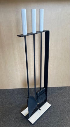 Set of Modernist Fireplace Tools with White Enamel Handles by Pilgrim
