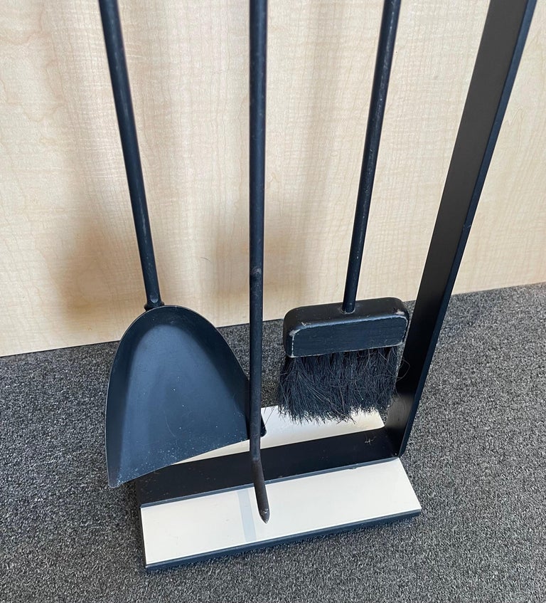 Set of Modernist Fireplace Tools with White Enamel Handles by Pilgrim