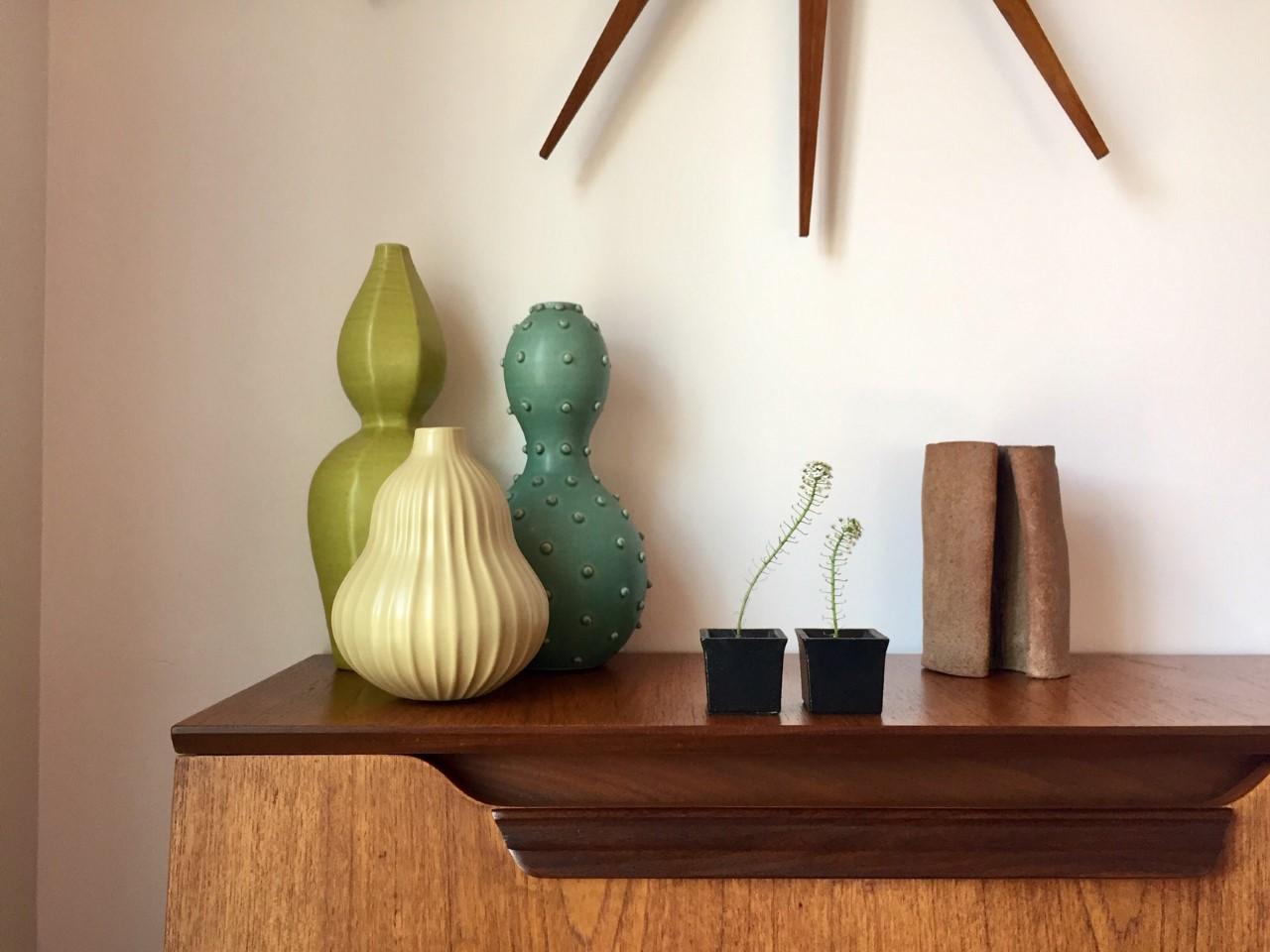 Iron Set of Modernist Japanese Ikebana Vases