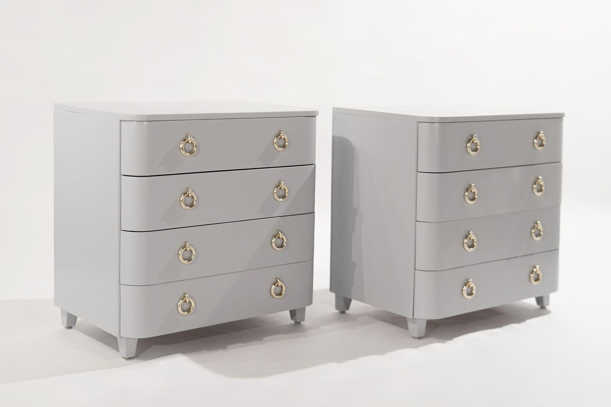 American Set of Modernist Lacquered Bedside Tables, C. 1950s