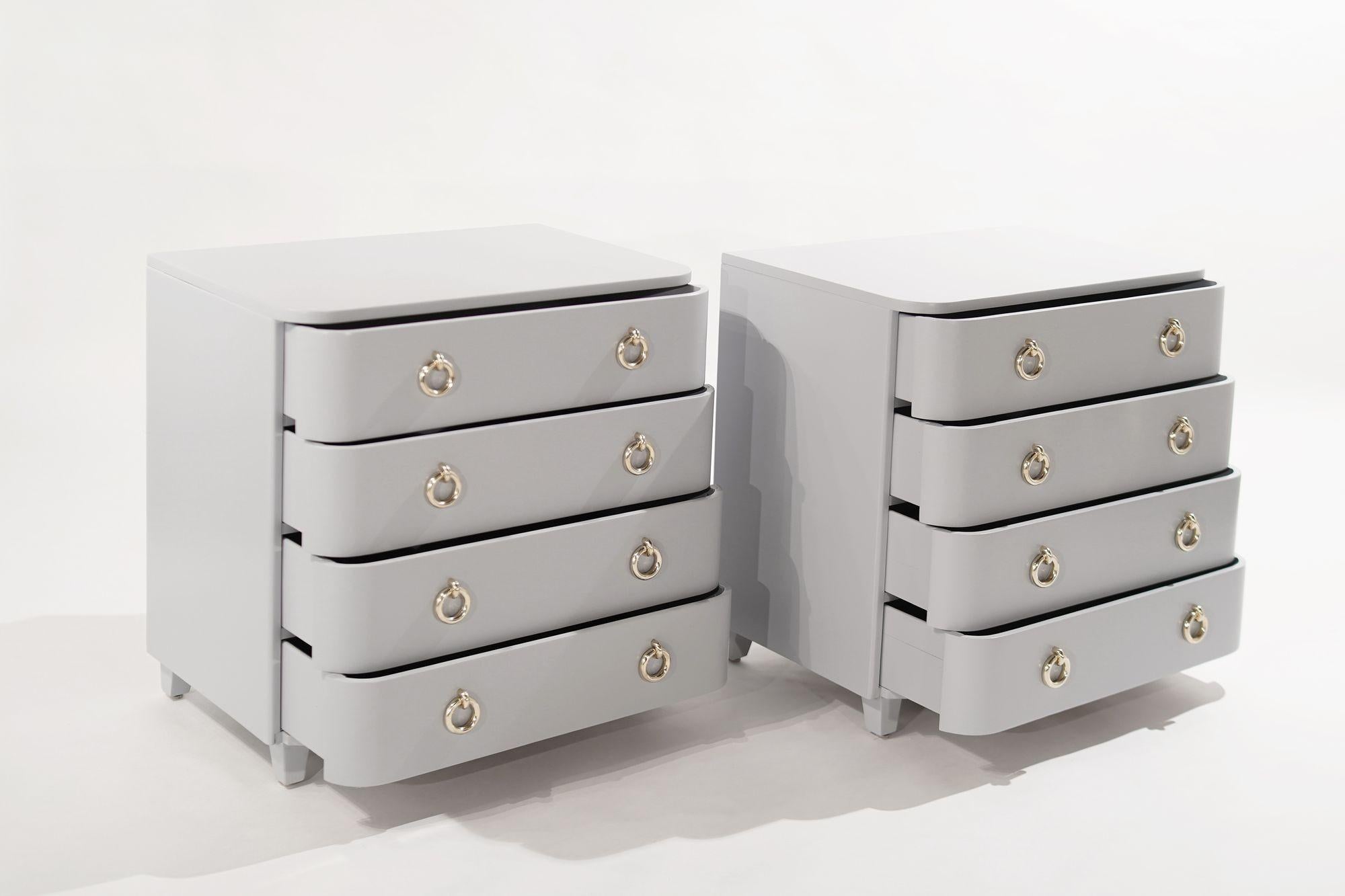 20th Century Set of Modernist Lacquered Bedside Tables, C. 1950s For Sale
